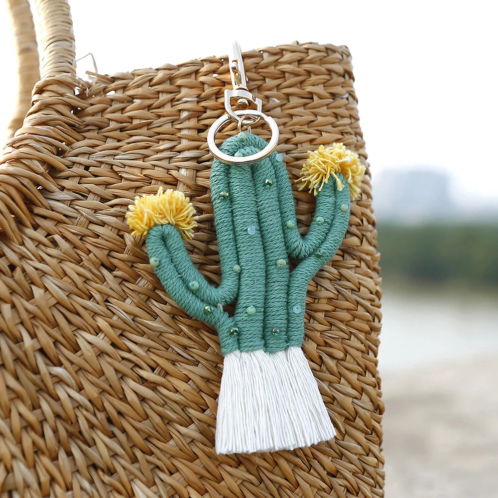 Weaving Sewing Cactus Keychain